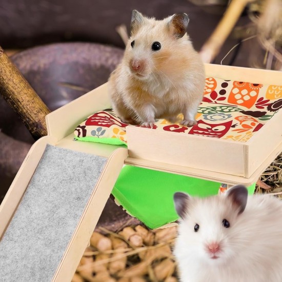ZONADAH Guinea Pig Hammock with Platform, 29 x 22.5 cm, Natural Wood Hamster Climbing Platform, Guinea Pig Hideout Wooden Small Pet Bed for Pigs, Rats, Hamsters, Rabbits ZONADAH Guinea Pig Hammock with Platform, 29 x 22.5 cm, Natural Wood Hamster Climbing Platform, Guinea Pig Hideout Wooden Small Pet Bed for Pigs, Rats, Hamsters, Rabbits