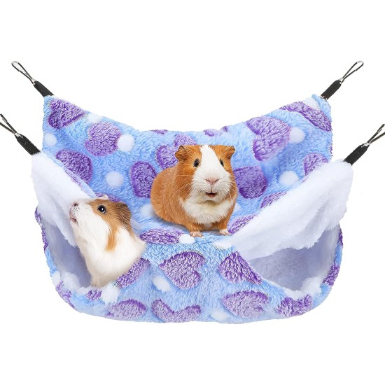 ZYEKIU Guinea Pig Hammock, Double Layer Ferret Hammock for Pet Cages, Hamsters, Soft Warm Cat Hammock, Small Animals Hanging Bed for Hamsters, Chinchillas Ferrets (Purple) ZYEKIU Guinea Pig Hammock, Double Layer Ferret Hammock for Pet Cages, Hamsters, Soft Warm Cat Hammock, Small Animals Hanging Bed for Hamsters, Chinchillas Ferrets (Purple)