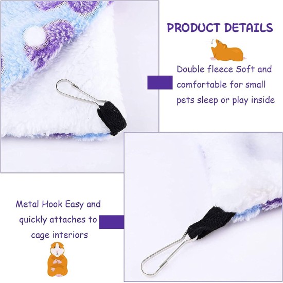 ZYEKIU Guinea Pig Hammock, Double Layer Ferret Hammock for Pet Cages, Hamsters, Soft Warm Cat Hammock, Small Animals Hanging Bed for Hamsters, Chinchillas Ferrets (Purple) ZYEKIU Guinea Pig Hammock, Double Layer Ferret Hammock for Pet Cages, Hamsters, Soft Warm Cat Hammock, Small Animals Hanging Bed for Hamsters, Chinchillas Ferrets (Purple)