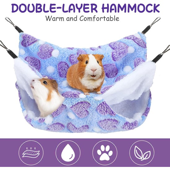 ZYEKIU Guinea Pig Hammock, Double Layer Ferret Hammock for Pet Cages, Hamsters, Soft Warm Cat Hammock, Small Animals Hanging Bed for Hamsters, Chinchillas Ferrets (Purple) ZYEKIU Guinea Pig Hammock, Double Layer Ferret Hammock for Pet Cages, Hamsters, Soft Warm Cat Hammock, Small Animals Hanging Bed for Hamsters, Chinchillas Ferrets (Purple)