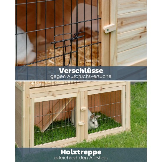 dibea RH10011 Wooden Hutch for Rabbits, Hares, Hamsters, Guinea Pigs, 98 x 54 x 100 cm. Spacious 2-level Hutch, 3 doors dibea RH10011 Wooden Hutch for Rabbits, Hares, Hamsters, Guinea Pigs, 98 x 54 x 100 cm. Spacious 2-level Hutch, 3 doors