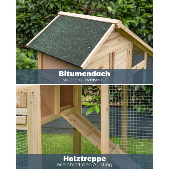dibea RH10011 Wooden Hutch for Rabbits, Hares, Hamsters, Guinea Pigs, 98 x 54 x 100 cm. Spacious 2-level Hutch, 3 doors dibea RH10011 Wooden Hutch for Rabbits, Hares, Hamsters, Guinea Pigs, 98 x 54 x 100 cm. Spacious 2-level Hutch, 3 doors