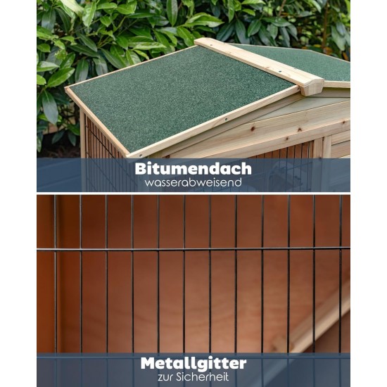 dibea RH10011 Wooden Hutch for Rabbits, Hares, Hamsters, Guinea Pigs, 98 x 54 x 100 cm. Spacious 2-level Hutch, 3 doors dibea RH10011 Wooden Hutch for Rabbits, Hares, Hamsters, Guinea Pigs, 98 x 54 x 100 cm. Spacious 2-level Hutch, 3 doors