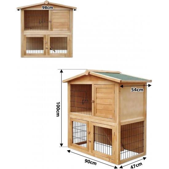 dibea RH10011 Wooden Hutch for Rabbits, Hares, Hamsters, Guinea Pigs, 98 x 54 x 100 cm. Spacious 2-level Hutch, 3 doors dibea RH10011 Wooden Hutch for Rabbits, Hares, Hamsters, Guinea Pigs, 98 x 54 x 100 cm. Spacious 2-level Hutch, 3 doors