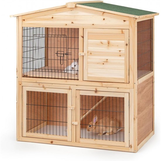 dibea RH10011 Wooden Hutch for Rabbits, Hares, Hamsters, Guinea Pigs, 98 x 54 x 100 cm. Spacious 2-level Hutch, 3 doors dibea RH10011 Wooden Hutch for Rabbits, Hares, Hamsters, Guinea Pigs, 98 x 54 x 100 cm. Spacious 2-level Hutch, 3 doors