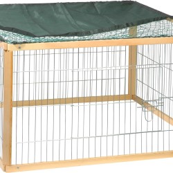 dobar® 23117 Square Outdoor Enclosure Solid Wood - Hinged Rabbit Enclosure with Door - Outdoor Enclosure for Small Rodents - Wooden Run for Small Animals - 100 x 100 x 58.5 cm - Natural/Green dobar® 23117 Square Outdoor Enclosure Solid Wood - Hinged Rabbit Enclosure with Door - Outdoor Enclosure for Small Rodents - Wooden Run for Small Animals - 100 x 100 x 58.5 cm - Natural/Green