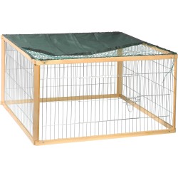 dobar® 23117 Square Outdoor Enclosure Solid Wood - Hinged Rabbit Enclosure with Door - Outdoor Enclosure for Small Rodents - Wooden Run for Small Animals - 100 x 100 x 58.5 cm - Natural/Green dobar® 23117 Square Outdoor Enclosure Solid Wood - Hinged Rabbit Enclosure with Door - Outdoor Enclosure for Small Rodents - Wooden Run for Small Animals - 100 x 100 x 58.5 cm - Natural/Green