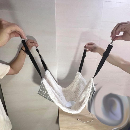 syiyunran Cat Hammock Cage Cat Hammock Small Animal Bed with Metal Carabiners Adjustable Comfortable Soft Double-Sided Strap for Cats, Small Dogs, Rabbits etc. (L syiyunran Cat Hammock Cage Cat Hammock Small Animal Bed with Metal Carabiners Adjustable Comfortable Soft Double-Sided Strap for Cats, Small Dogs, Rabbits etc. (L