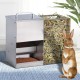 2 in 1 Hay Rack Rabbit Stainless Steel Feeder Hay Rabbit with Cat Litter Tray Water Bottle Feeding Bowls for Hamsters Stainless Steel Rabbit Feeder Hay Holder Rack for Small Pets