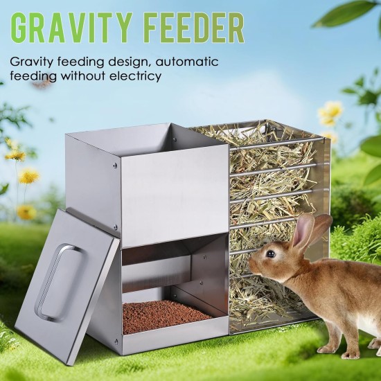 2 in 1 Hay Rack Rabbit Stainless Steel Feeder Hay Rabbit with Cat Litter Tray Water Bottle Feeding Bowls for Hamsters Stainless Steel Rabbit Feeder Hay Holder Rack for Small Pets 2 in 1 Hay Rack Rabbit Stainless Steel Feeder Hay Rabbit with Cat Litter Tray Water Bottle Feeding Bowls for Hamsters Stainless Steel Rabbit Feeder Hay Holder Rack for Small Pets