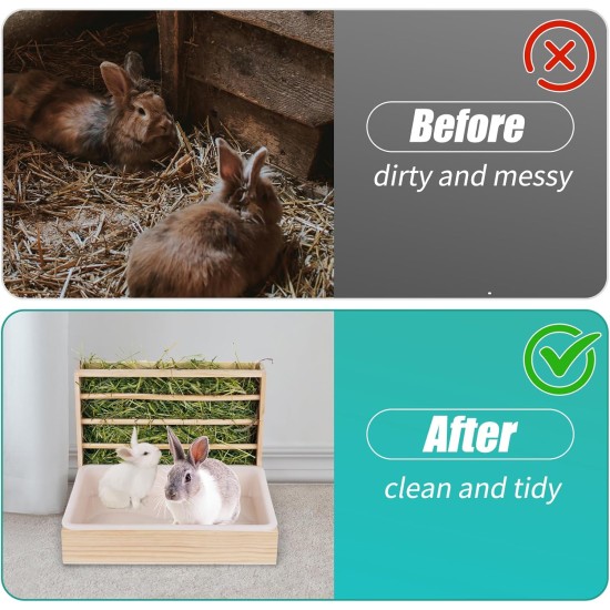 2 in 1 Hay Rack Rabbit Wooden Feeder Hay Rabbit with Cat Litter Tray Water Bottle Feeding Bowls for Hamsters Wooden Rabbit Feeder Hay Holder Rack for Small Pets 2 in 1 Hay Rack Rabbit Wooden Feeder Hay Rabbit with Cat Litter Tray Water Bottle Feeding Bowls for Hamsters Wooden Rabbit Feeder Hay Holder Rack for Small Pets