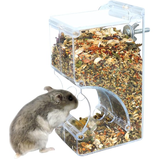 Andiker Automatic Hamster Feeder, 300ml Transparent Acrylic Automatic Feeder for Hamsters, Hedgehogs, Squirrels, Guinea Pigs and Birds (300ml)