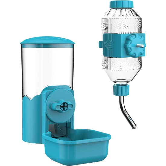 Automatic Food Water Dispenser for Pets, Hanging Water Bottles Feeder for Cages, Feeding Station for Puppies, Kittens, Rabbits, Guinea Pigs, Chinchillas, Ferrets, Hedgehogs (Green) Automatic Food Water Dispenser for Pets, Hanging Water Bottles Feeder for Cages, Feeding Station for Puppies, Kittens, Rabbits, Guinea Pigs, Chinchillas, Ferrets, Hedgehogs (Green)