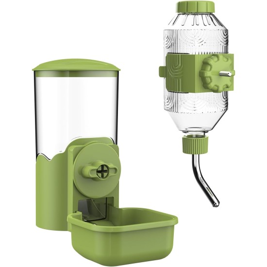 Automatic Food Water Dispenser for Pets, Hanging Water Bottles Feeder for Cages, Feeding Station for Puppies, Kittens, Rabbits, Guinea Pigs, Chinchillas, Ferrets, Hedgehogs (Green) Automatic Food Water Dispenser for Pets, Hanging Water Bottles Feeder for Cages, Feeding Station for Puppies, Kittens, Rabbits, Guinea Pigs, Chinchillas, Ferrets, Hedgehogs (Green)