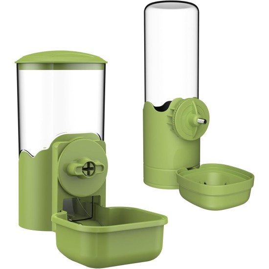 Automatic Food Water Dispenser for Pets, Hanging Water Bottles Feeder for Cages, Feeding Station for Puppies, Kittens, Rabbits, Guinea Pigs, Chinchillas, Hedgehogs, Ferrets (Green) Automatic Food Water Dispenser for Pets, Hanging Water Bottles Feeder for Cages, Feeding Station for Puppies, Kittens, Rabbits, Guinea Pigs, Chinchillas, Hedgehogs, Ferrets (Green)