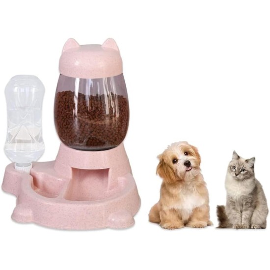 Automatic Pet Food and Water Dispenser Small Medium (Pink) Gift Idea Automatic Pet Food and Water Dispenser Small Medium (Pink) Gift Idea