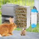 Automatische Kaninchenfutterautomaten für Käfig 2 in 1 Heufutterautomat mit Wasserflasche 5L Kaninchenfutterautomat Edelstahl Kaninchenfutterspender für Meerschweinchen Chinchilla Kaninchen andere Kle
