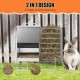 Automatische Kaninchenfutterautomaten für Käfig 2 in 1 Heufutterautomat mit Wasserflasche 5L Kaninchenfutterautomat Edelstahl Kaninchenfutterspender für Meerschweinchen Chinchilla Kaninchen andere Kle