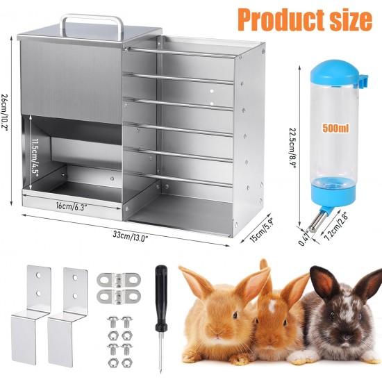 Automatische Kaninchenfutterautomaten für Käfig 2 in 1 Heufutterautomat mit Wasserflasche 5L Kaninchenfutterautomat Edelstahl Kaninchenfutterspender für Meerschweinchen Chinchilla Kaninchen andere Kle Automatische Kaninchenfutterautomaten für Käfig 2 in 1 Heufutterautomat mit Wasserflasche 5L Kaninchenfutterautomat Edelstahl Kaninchenfutterspender für Meerschweinchen Chinchilla Kaninchen andere Kle