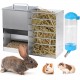Automatische Kaninchenfutterautomaten für Käfig 2 in 1 Heufutterautomat mit Wasserflasche 5L Kaninchenfutterautomat Edelstahl Kaninchenfutterspender für Meerschweinchen Chinchilla Kaninchen andere Kle