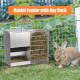 Automatische Kaninchenfutterautomaten für Käfig 2 in 1 Heufutterautomat mit Wasserflasche 5L Kaninchenfutterautomat Edelstahl Kaninchenfutterspender für Meerschweinchen Chinchilla Kaninchen andere Kle