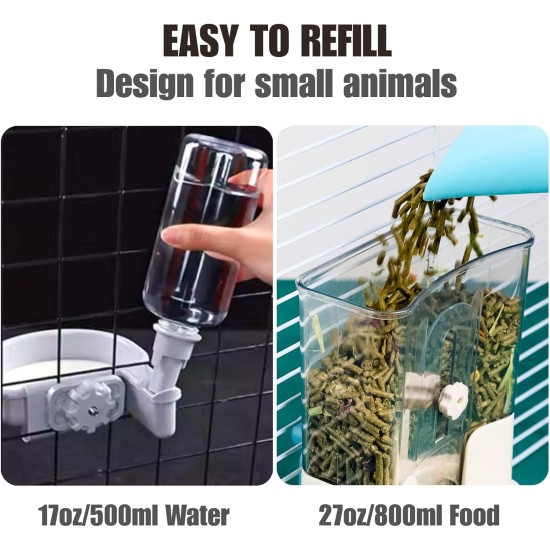 Automatischer Futter Wasserspender, Hängend für Käfige, Geeignet für Welpen, Kätzchen, Kaninchen, Meerschweinchen, Chinchillas, Igel, Frettchen (Grau) Automatischer Futter Wasserspender, Hängend für Käfige, Geeignet für Welpen, Kätzchen, Kaninchen, Meerschweinchen, Chinchillas, Igel, Frettchen (Grau)