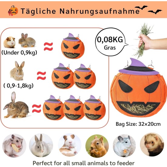 Bunny Feeder for Cage Accessories Rabbit Hay Feeding Bag, JanYoo Guinea Pig Hay Bag Hay Bag All Saints Day (Pumpkin) Bunny Feeder for Cage Accessories Rabbit Hay Feeding Bag, JanYoo Guinea Pig Hay Bag Hay Bag All Saints Day (Pumpkin)