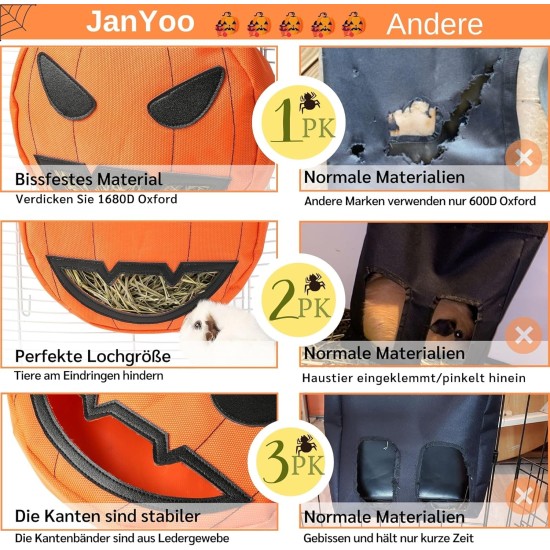 Bunny Feeder for Cage Accessories Rabbit Hay Feeding Bag, JanYoo Guinea Pig Hay Bag Hay Bag All Saints Day (Pumpkin) Bunny Feeder for Cage Accessories Rabbit Hay Feeding Bag, JanYoo Guinea Pig Hay Bag Hay Bag All Saints Day (Pumpkin)