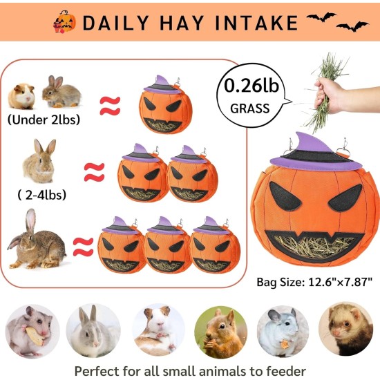 Bunny Feeder for Cage Accessories Rabbit Hay Feeding Bag, JanYoo Guinea Pig Hay Bag Hay Bag All Saints Day (Pumpkin) Bunny Feeder for Cage Accessories Rabbit Hay Feeding Bag, JanYoo Guinea Pig Hay Bag Hay Bag All Saints Day (Pumpkin)