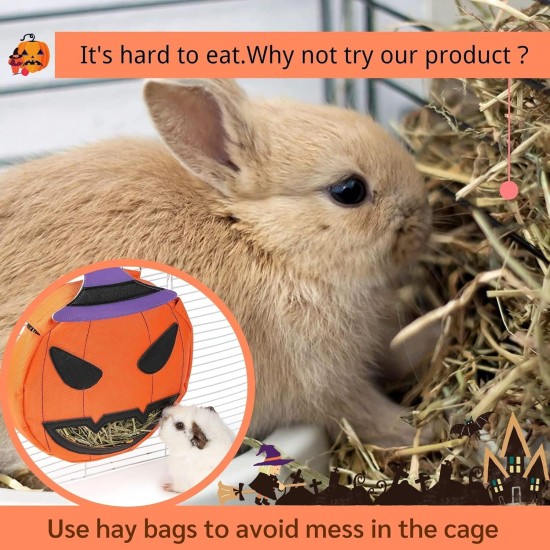 Bunny Feeder for Cage Accessories Rabbit Hay Feeding Bag, JanYoo Guinea Pig Hay Bag Hay Bag All Saints Day (Pumpkin) Bunny Feeder for Cage Accessories Rabbit Hay Feeding Bag, JanYoo Guinea Pig Hay Bag Hay Bag All Saints Day (Pumpkin)
