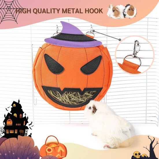 Bunny Feeder for Cage Accessories Rabbit Hay Feeding Bag, JanYoo Guinea Pig Hay Bag Hay Bag All Saints Day (Pumpkin) Bunny Feeder for Cage Accessories Rabbit Hay Feeding Bag, JanYoo Guinea Pig Hay Bag Hay Bag All Saints Day (Pumpkin)