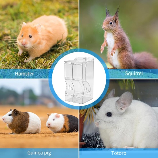 Hamster Feeder, Automatic Hamster Feeder, 300 ml Acrylic Hamster Feeder, Transparent Pet Feeder for Hamsters, Mini Hedgehog, Guinea Pigs, Chinchilla Birds Hamster Feeder, Automatic Hamster Feeder, 300 ml Acrylic Hamster Feeder, Transparent Pet Feeder for Hamsters, Mini Hedgehog, Guinea Pigs, Chinchilla Birds