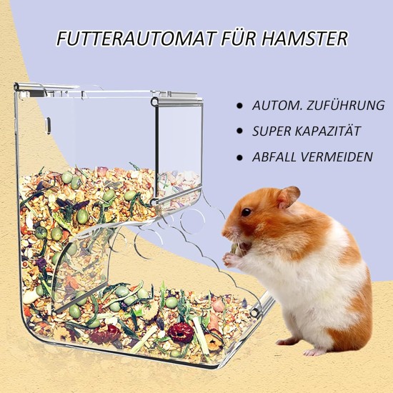 Hamster Feeder, Automatic Hamster Feeder, Large Capacity, Transparent, Gravity Feeding Station, Suitable for Hamsters, Guinea Pigs, Parrots, Mini Hedgehogs (400 ml) Hamster Feeder, Automatic Hamster Feeder, Large Capacity, Transparent, Gravity Feeding Station, Suitable for Hamsters, Guinea Pigs, Parrots, Mini Hedgehogs (400 ml)