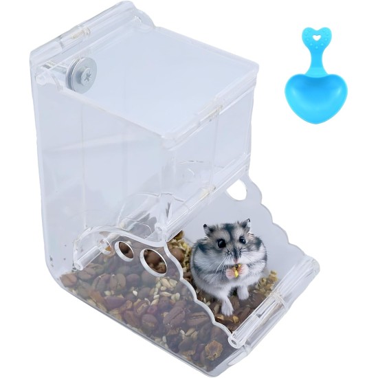 Hamster Feeder, Automatic Hamster Feeder, Large Capacity, Transparent, Gravity Feeding Station, Suitable for Hamsters, Guinea Pigs, Parrots (400 ml), with 1 Feeding Spoon Hamster Feeder, Automatic Hamster Feeder, Large Capacity, Transparent, Gravity Feeding Station, Suitable for Hamsters, Guinea Pigs, Parrots (400 ml), with 1 Feeding Spoon