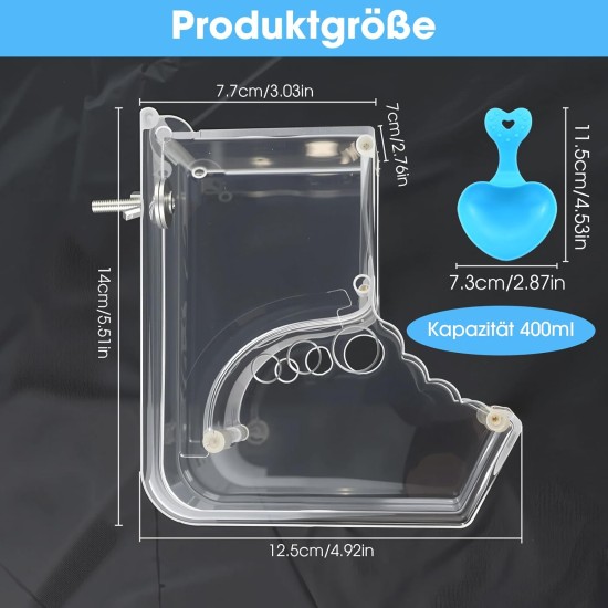 Hamster Feeder, Automatic Hamster Feeder, Large Capacity, Transparent, Gravity Feeding Station, Suitable for Hamsters, Guinea Pigs, Parrots (400 ml), with 1 Feeding Spoon Hamster Feeder, Automatic Hamster Feeder, Large Capacity, Transparent, Gravity Feeding Station, Suitable for Hamsters, Guinea Pigs, Parrots (400 ml), with 1 Feeding Spoon