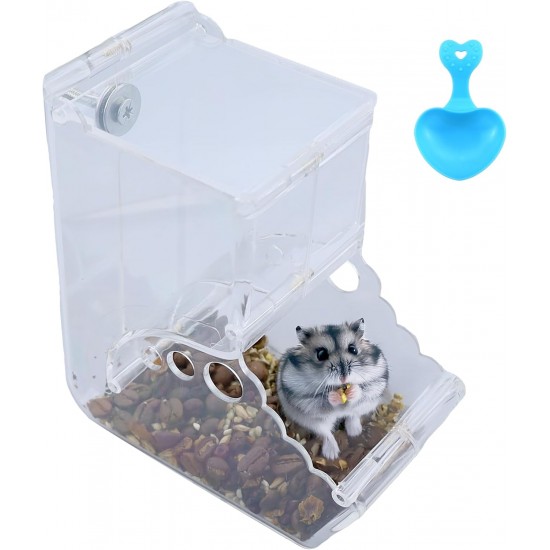 Hamster Feeder, Automatic Hamster Feeder, Large Capacity, Transparent, Gravity Feeding Station, Suitable for Hamsters, Guinea Pigs, Parrots (400 ml), with 1 Feeding Spoon Hamster Feeder, Automatic Hamster Feeder, Large Capacity, Transparent, Gravity Feeding Station, Suitable for Hamsters, Guinea Pigs, Parrots (400 ml), with 1 Feeding Spoon