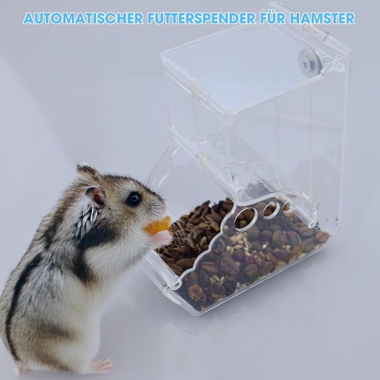 Hamster Feeder, Automatic Hamster Feeder, Large Capacity, Transparent, Gravity Feeding Station, Suitable for Hamsters, Guinea Pigs, Parrots (400 ml), with 1 Feeding Spoon Hamster Feeder, Automatic Hamster Feeder, Large Capacity, Transparent, Gravity Feeding Station, Suitable for Hamsters, Guinea Pigs, Parrots (400 ml), with 1 Feeding Spoon