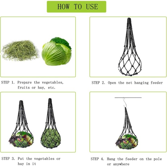 Hay Feeder, Hay Rack Rabbit Feeder Chickens, Hay Net Rabbit for Hay Vegetables Fruit Hay Feeder, Hay Rack Rabbit Feeder Chickens, Hay Net Rabbit for Hay Vegetables Fruit