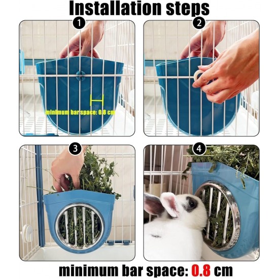 Hay Rack Rabbit, Hanging Feeder for Small Animals, Chinchilla, Guinea Pigs (Grey) Hay Rack Rabbit, Hanging Feeder for Small Animals, Chinchilla, Guinea Pigs (Grey)
