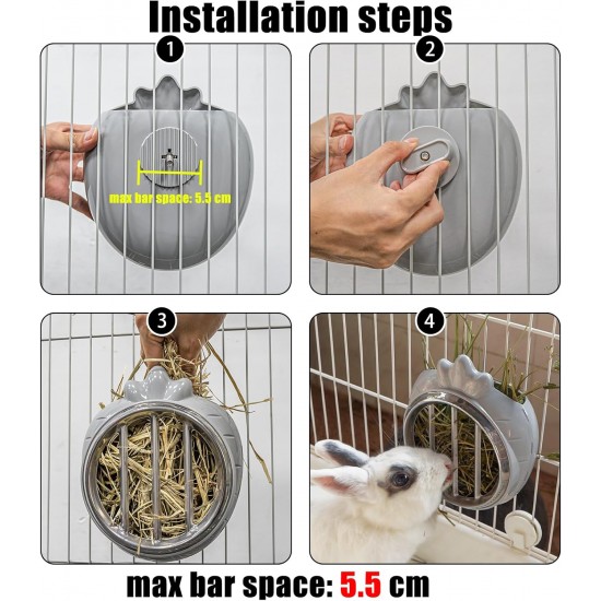 Hay Rack Rabbit, Hanging Feeder for Small Animals, Chinchilla, Guinea Pigs (Grey) Hay Rack Rabbit, Hanging Feeder for Small Animals, Chinchilla, Guinea Pigs (Grey)
