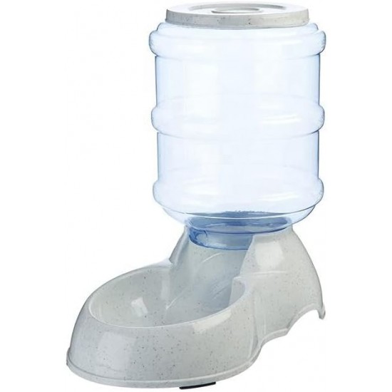 Herzberg HG04180, Distributeur Croquettes 3.5 L, Mangeoire Automatic Pour Animaux de Compagnie, Bouteille Transparent, Base Antidérapante, Facile à Nettoyer et à Utiliser, Grey, 3.5 Litres