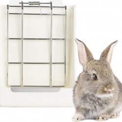 Kikuo Feeder for Hay (Metal Mesh & Plastic), Rabbit / Chinchilla Feeder / Large Guinea Pigs, Bowls for Pets & Small Animals - White Kikuo Feeder for Hay (Metal Mesh & Plastic), Rabbit / Chinchilla Feeder / Large Guinea Pigs, Bowls for Pets & Small Animals - White