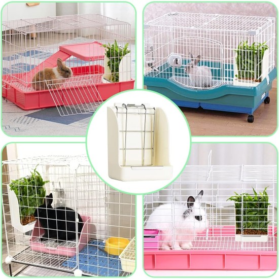 Kikuo Feeder for Hay (Metal Mesh & Plastic), Rabbit / Chinchilla Feeder / Large Guinea Pigs, Bowls for Pets & Small Animals - White Kikuo Feeder for Hay (Metal Mesh & Plastic), Rabbit / Chinchilla Feeder / Large Guinea Pigs, Bowls for Pets & Small Animals - White