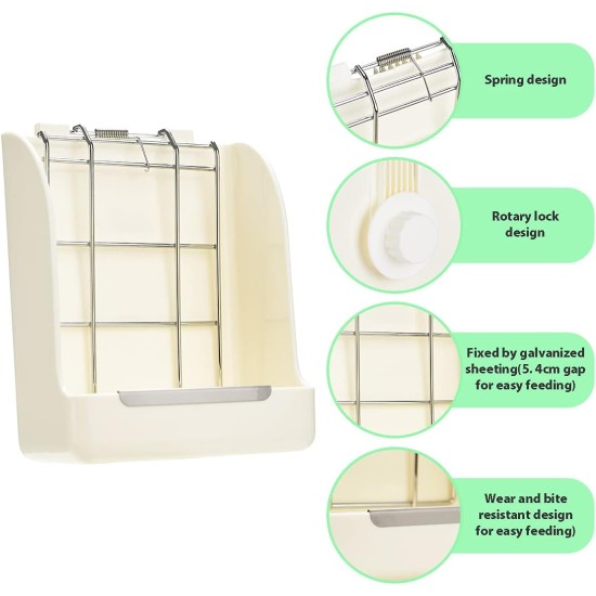 Kikuo Feeder for Hay (Metal Mesh & Plastic), Rabbit / Chinchilla Feeder / Large Guinea Pigs, Bowls for Pets & Small Animals - White Kikuo Feeder for Hay (Metal Mesh & Plastic), Rabbit / Chinchilla Feeder / Large Guinea Pigs, Bowls for Pets & Small Animals - White