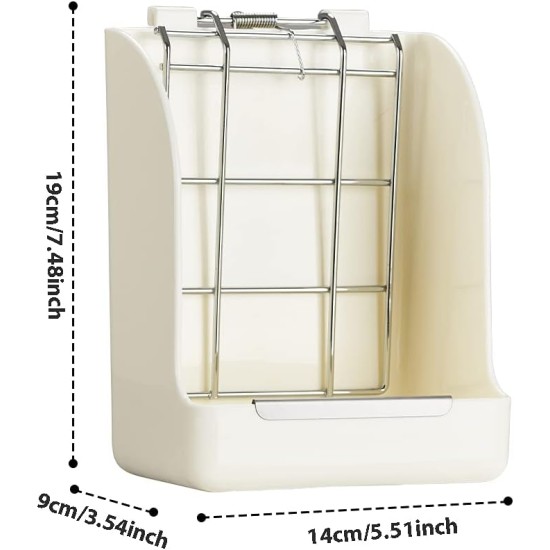 Kikuo Feeder for Hay (Metal Mesh & Plastic), Rabbit / Chinchilla Feeder / Large Guinea Pigs, Bowls for Pets & Small Animals - White Kikuo Feeder for Hay (Metal Mesh & Plastic), Rabbit / Chinchilla Feeder / Large Guinea Pigs, Bowls for Pets & Small Animals - White
