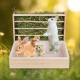 MOGOULUA 2 in 1 Hay Rack Rabbit Wooden Feeder Hay Rabbit with Cat Litter Tray Water Bottle Feeding Bowls for Hamsters Wooden Rabbit Feeder Hay Holder Rack for Small Pets MOGOULUA 2 in 1 Hay Rack Rabbit Wooden Feeder Hay Rabbit with Cat Litter Tray Water Bottle Feeding Bowls for Hamsters Wooden Rabbit Feeder Hay Holder Rack for Small Pets