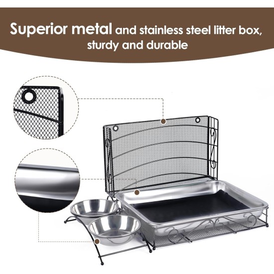 MOGOULUA 3 in 1 Kaninchen Heu Futterstation mit Edelstahl Katzentoilette und 2 Stucks Futternäpfe für Haustiere Heuraufe für Kleine Haustiere Kaninchen Hamster Meerschweinchen MOGOULUA 3 in 1 Kaninchen Heu Futterstation mit Edelstahl Katzentoilette und 2 Stucks Futternäpfe für Haustiere Heuraufe für Kleine Haustiere Kaninchen Hamster Meerschweinchen