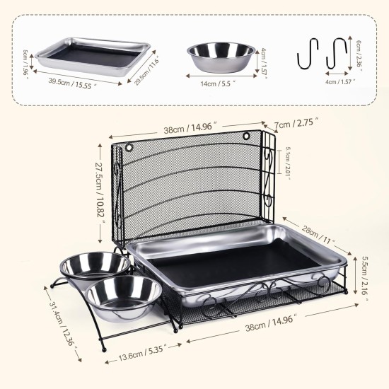 MOGOULUA 3 in 1 Kaninchen Heu Futterstation mit Edelstahl Katzentoilette und 2 Stucks Futternäpfe für Haustiere Heuraufe für Kleine Haustiere Kaninchen Hamster Meerschweinchen MOGOULUA 3 in 1 Kaninchen Heu Futterstation mit Edelstahl Katzentoilette und 2 Stucks Futternäpfe für Haustiere Heuraufe für Kleine Haustiere Kaninchen Hamster Meerschweinchen