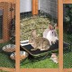 MOGOULUA 3 in 1 Kaninchen Heu Futterstation mit Edelstahl Katzentoilette und 2 Stucks Futternäpfe für Haustiere Heuraufe für Kleine Haustiere Kaninchen Hamster Meerschweinchen