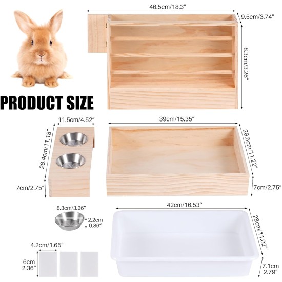 MUALROUS 3 in 1 Großer Kaninchen Heu Feeder mit Katzentoilette Holz Futterautomat aus Holz mit 2 Näpfen Hase Toilette für Kaninchen Meerschweinchen Chinchilla Hase Andere Kleintiere MUALROUS 3 in 1 Großer Kaninchen Heu Feeder mit Katzentoilette Holz Futterautomat aus Holz mit 2 Näpfen Hase Toilette für Kaninchen Meerschweinchen Chinchilla Hase Andere Kleintiere
